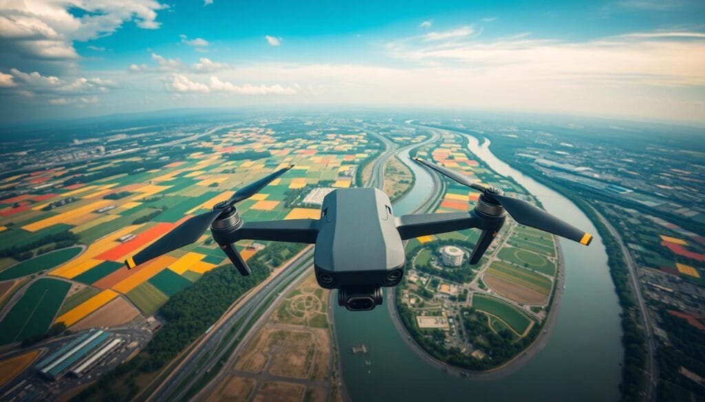 Top-down aerial drone composition